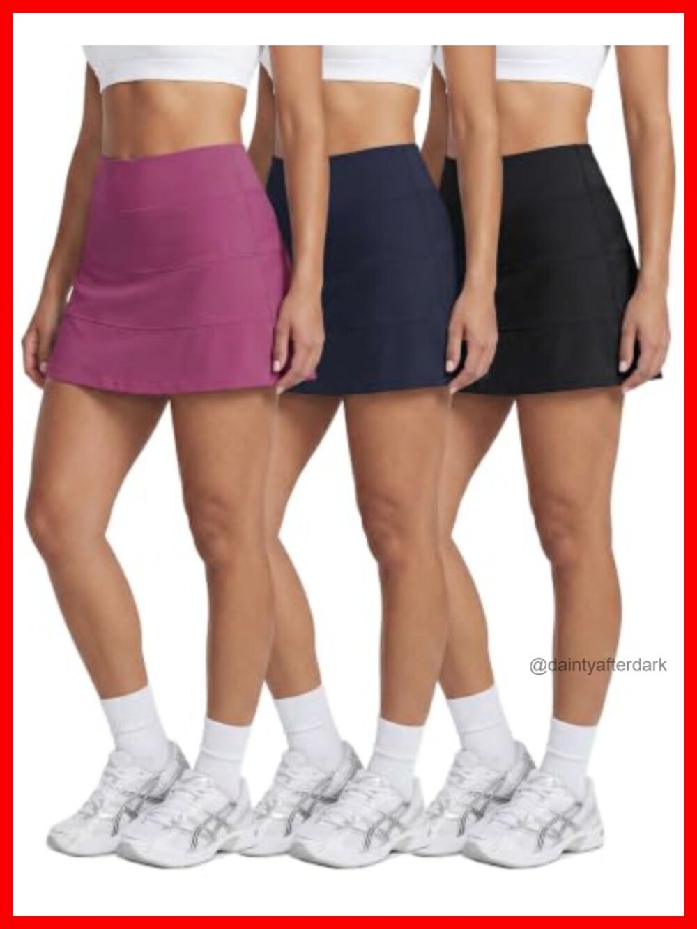 3 Pack Women's Tiered Active Skorts High Waisted with Pockets Tennis Golf